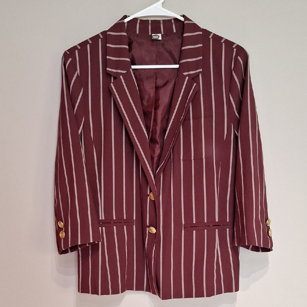 BP Burgundy and White Striped Blazer